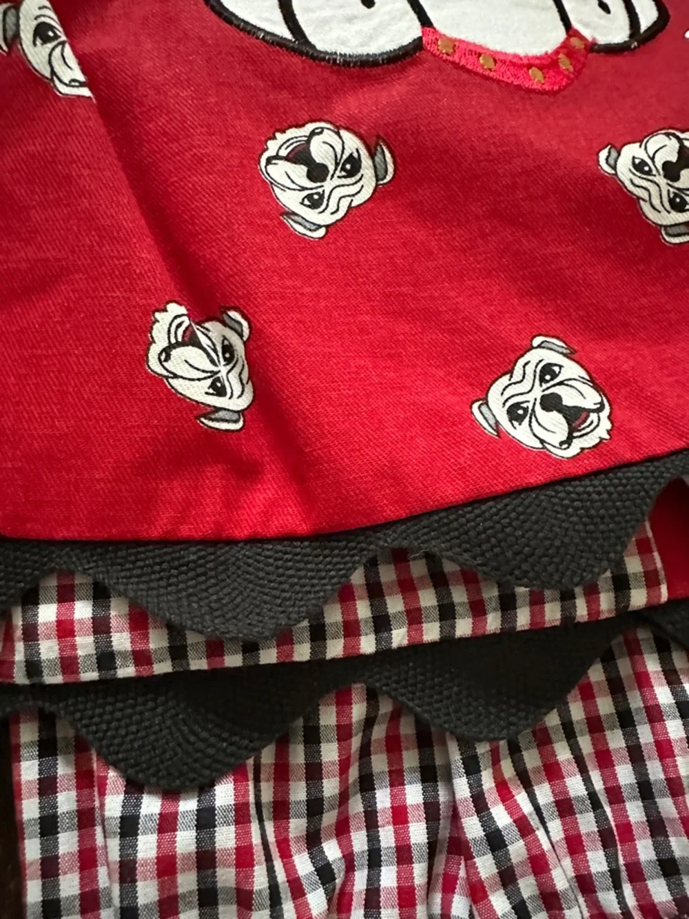 Red Bulldog Print Girls' Dress and Bloomer Set - Picture 2 of 5